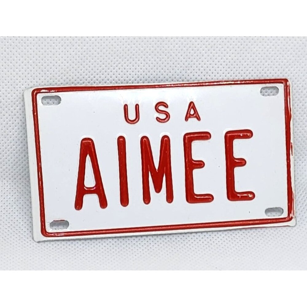 U.S.A Aimee Personalized White Red Collectible Mini License Bicycle Bike Plate